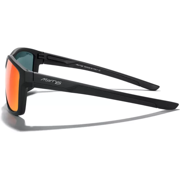 MERRYS Sports Polarized Sunglasses For Men Women Cycling Running Driving Golf Fishing UV400 Protection S9266Matte Black FrameRed Mirror Polarized Lens