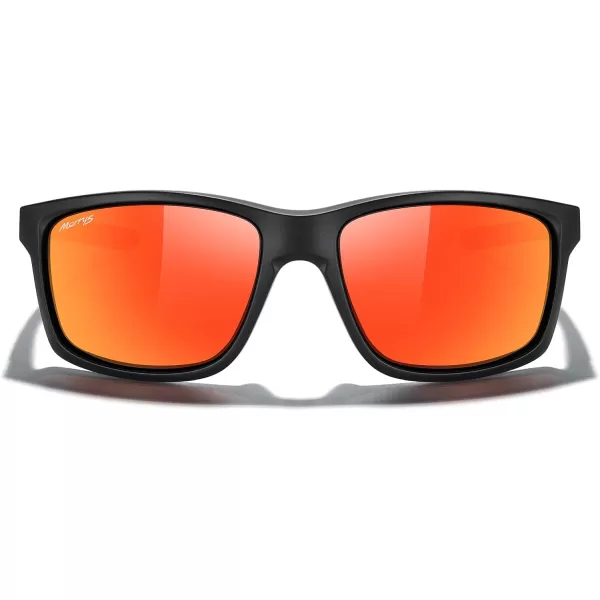 MERRYS Sports Polarized Sunglasses For Men Women Cycling Running Driving Golf Fishing UV400 Protection S9266Matte Black FrameRed Mirror Polarized Lens