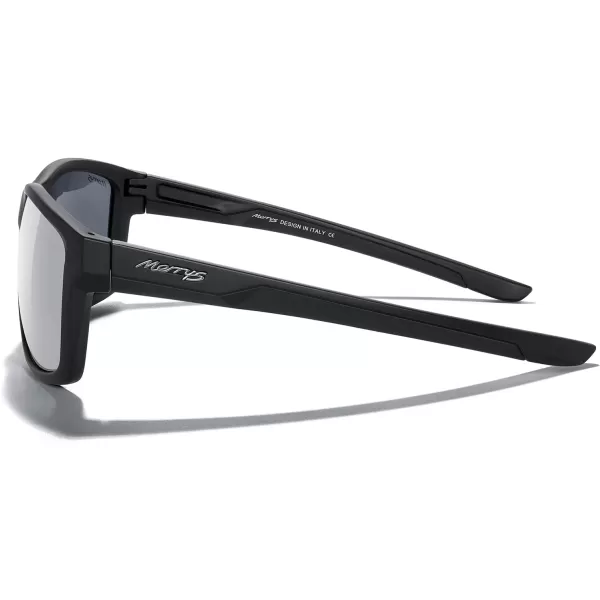 MERRYS Sports Polarized Sunglasses For Men Women Cycling Running Driving Golf Fishing UV400 Protection S9266Matte Black FrameSilver Mirror Polarized Lens