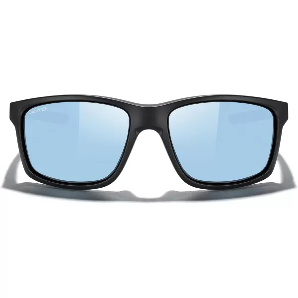 MERRYS Sports Polarized Sunglasses For Men Women Cycling Running Driving Golf Fishing UV400 Protection S9266Matte Black FrameSky Blue Mirror Polarized Lens