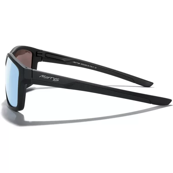 MERRYS Sports Polarized Sunglasses For Men Women Cycling Running Driving Golf Fishing UV400 Protection S9266Matte Black FrameSky Blue Mirror Polarized Lens