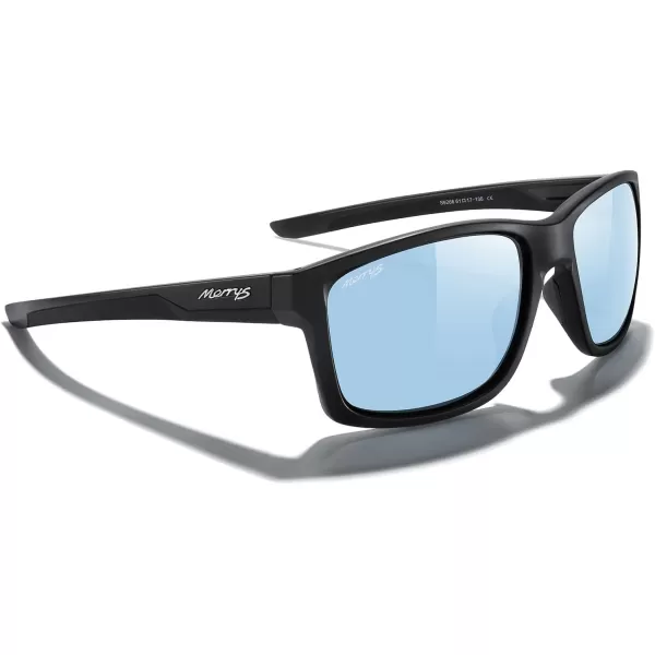 MERRYS Sports Polarized Sunglasses For Men Women Cycling Running Driving Golf Fishing UV400 Protection S9266Matte Black FrameSky Blue Mirror Polarized Lens