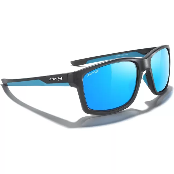 MERRYS Sports Polarized Sunglasses For Men Women Cycling Running Driving Golf Fishing UV400 Protection S9266Matte Gray FrameBlue Mirror Polarized Lens
