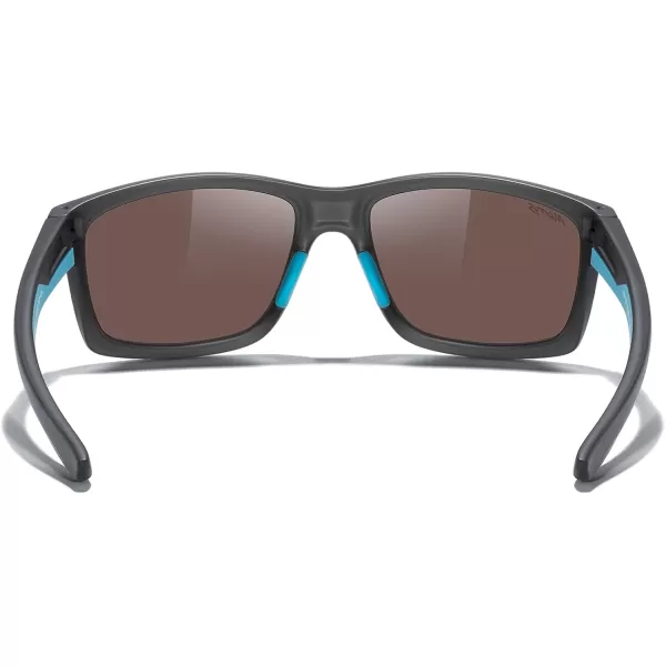MERRYS Sports Polarized Sunglasses For Men Women Cycling Running Driving Golf Fishing UV400 Protection S9266Matte Gray FrameBlue Mirror Polarized Lens