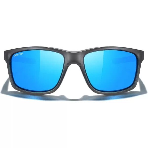 MERRYS Sports Polarized Sunglasses For Men Women Cycling Running Driving Golf Fishing UV400 Protection S9266Matte Gray FrameBlue Mirror Polarized Lens