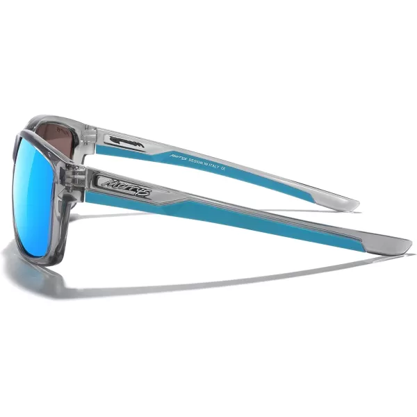 MERRYS Sports Polarized Sunglasses For Men Women Cycling Running Driving Golf Fishing UV400 Protection S9266Tra Gray FrameBlue Mirror Polarized Lens