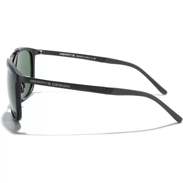 MERRYS Square Polarized Sunglasses for Men Women Vintage Double Bridge Sunglasses Mirrored LensMatte Black FrameMatte Black BridgeG15 Lens
