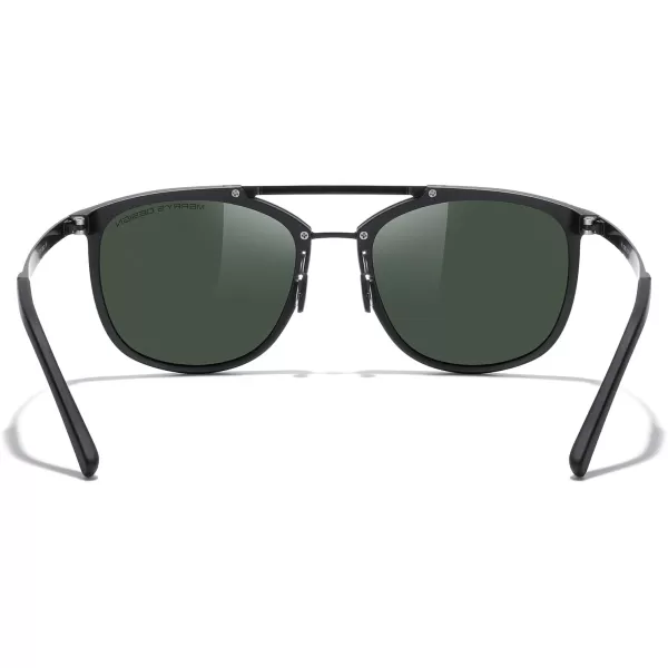 MERRYS Square Polarized Sunglasses for Men Women Vintage Double Bridge Sunglasses Mirrored LensMatte Black FrameMatte Black BridgeG15 Lens
