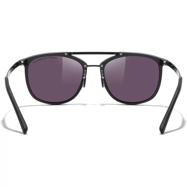 MERRYS Square Polarized Sunglasses for Men Women Vintage Double Bridge Sunglasses Mirrored LensMatte Black FrameMatte Black BridgeGreen Mirror Lens