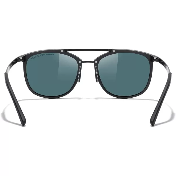 MERRYS Square Polarized Sunglasses for Men Women Vintage Double Bridge Sunglasses Mirrored LensMatte Black FrameMatte Black BridgeRed Mirror Lens
