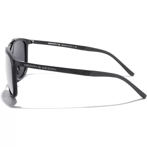 MERRYS Square Polarized Sunglasses for Men Women Vintage Double Bridge Sunglasses Mirrored LensMatte Black FrameMatte Black BridgeSilver Mirror Lens