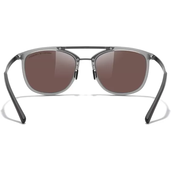 MERRYS Square Polarized Sunglasses for Men Women Vintage Double Bridge Sunglasses Mirrored LensTra Gray FrameGray BridgeSky Blue Mirror Lens