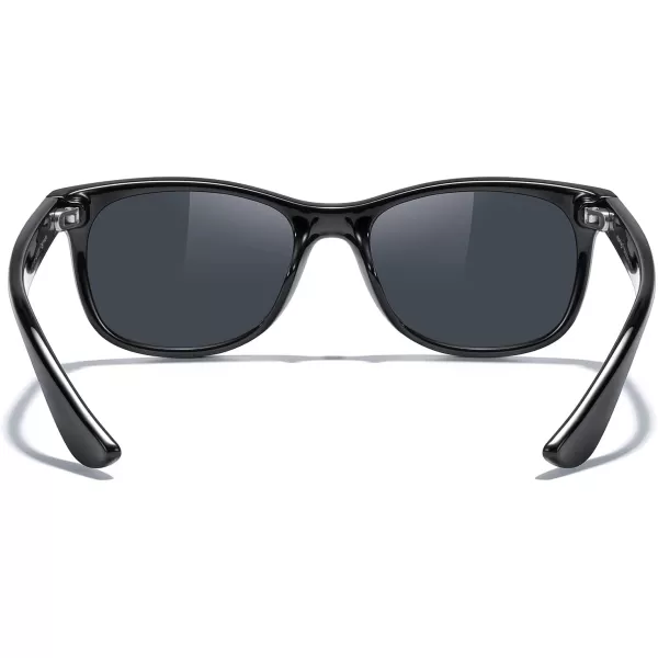 MERRYS Unisex Kids Polarized Sunglasses for kids Children Polarized Retro Sunglasses Age 312Black FrameBlack Lens