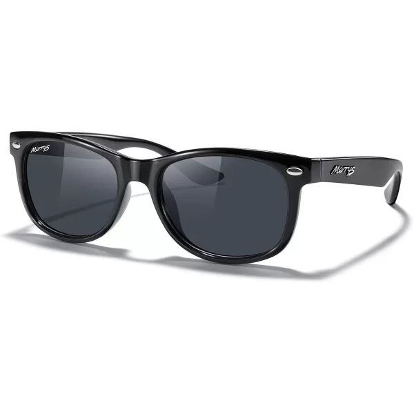 MERRYS Unisex Kids Polarized Sunglasses for kids Children Polarized Retro Sunglasses Age 312Black FrameBlack Lens