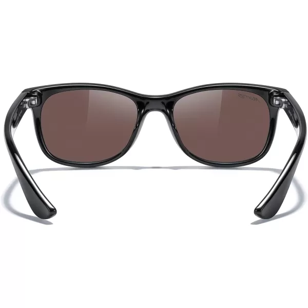 MERRYS Unisex Kids Polarized Sunglasses for kids Children Polarized Retro Sunglasses Age 312Black FrameBlue Mirror Lens