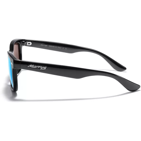 MERRYS Unisex Kids Polarized Sunglasses for kids Children Polarized Retro Sunglasses Age 312Black FrameBlue Mirror Lens