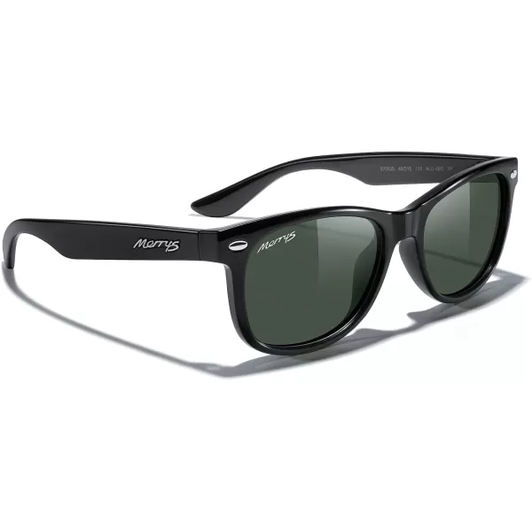 MERRYS Unisex Kids Polarized Sunglasses for kids Children Polarized Retro Sunglasses Age 312Black FrameG15 Lens