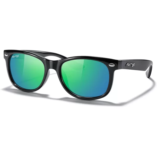 MERRYS Unisex Kids Polarized Sunglasses for kids Children Polarized Retro Sunglasses Age 312Black FrameGreen Mirror Lens