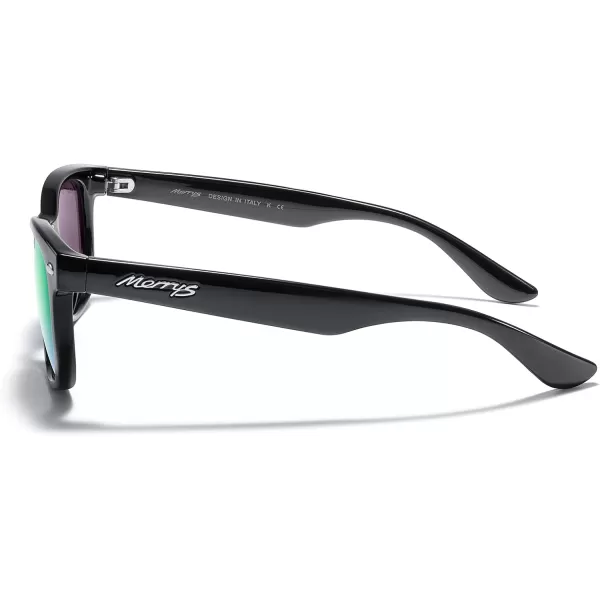 MERRYS Unisex Kids Polarized Sunglasses for kids Children Polarized Retro Sunglasses Age 312Black FrameGreen Mirror Lens