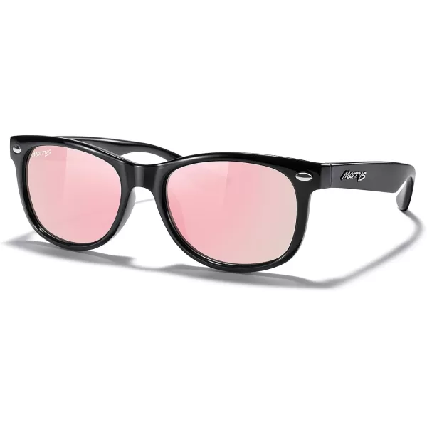 MERRYS Unisex Kids Polarized Sunglasses for kids Children Polarized Retro Sunglasses Age 312Black FramePink Mirror Lens