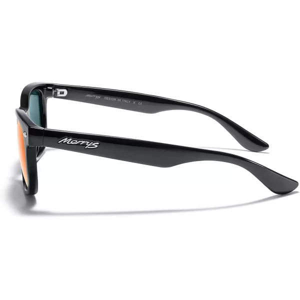 MERRYS Unisex Kids Polarized Sunglasses for kids Children Polarized Retro Sunglasses Age 312Black FrameRed Mirror Lens