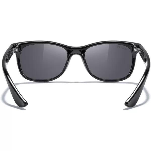 MERRYS Unisex Kids Polarized Sunglasses for kids Children Polarized Retro Sunglasses Age 312Black FrameSilver Mirror Lens