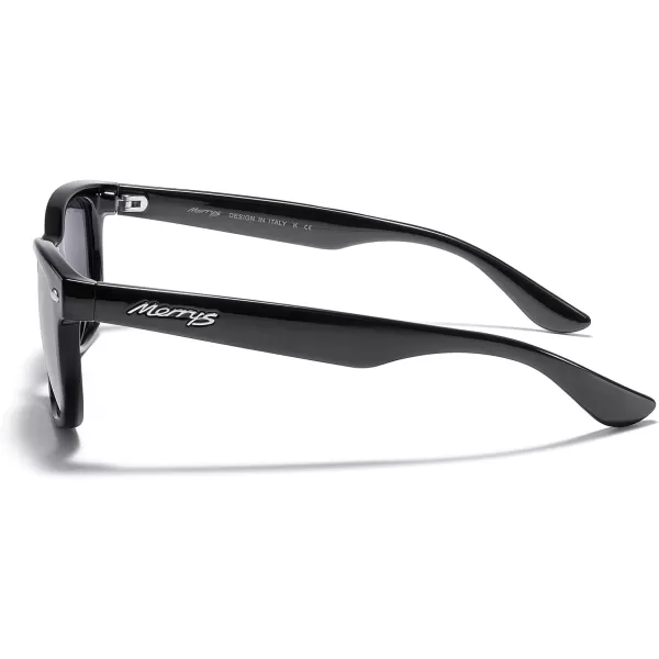 MERRYS Unisex Kids Polarized Sunglasses for kids Children Polarized Retro Sunglasses Age 312Black FrameSilver Mirror Lens