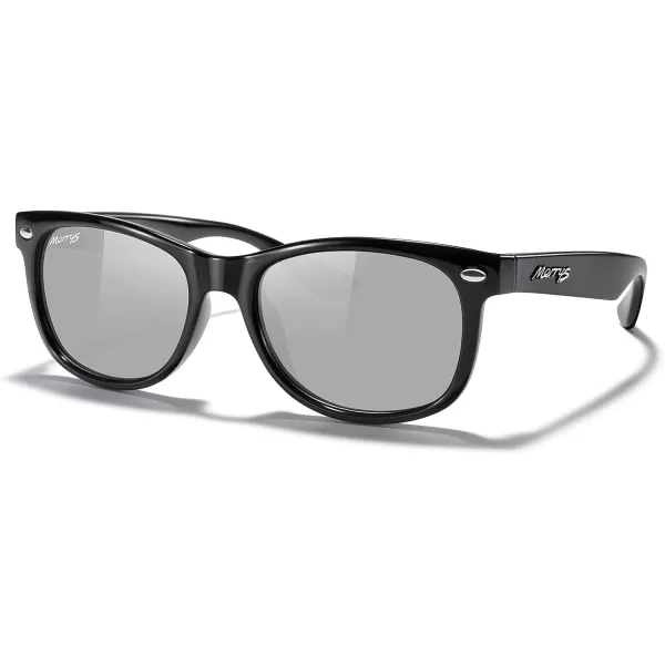 MERRYS Unisex Kids Polarized Sunglasses for kids Children Polarized Retro Sunglasses Age 312Black FrameSilver Mirror Lens