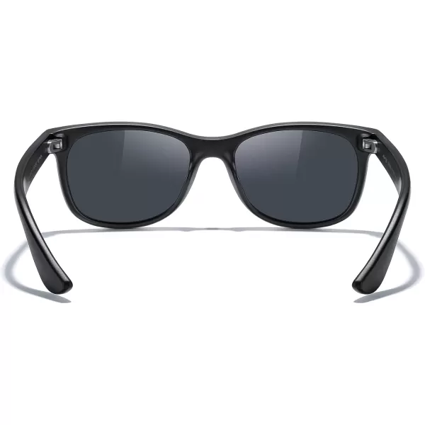 MERRYS Unisex Kids Polarized Sunglasses for kids Children Polarized Retro Sunglasses Age 312Matte Black FrameBlack Lens