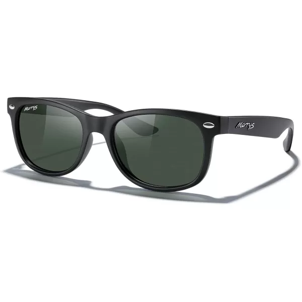 MERRYS Unisex Kids Polarized Sunglasses for kids Children Polarized Retro Sunglasses Age 312Matte Black FrameG15 Lens