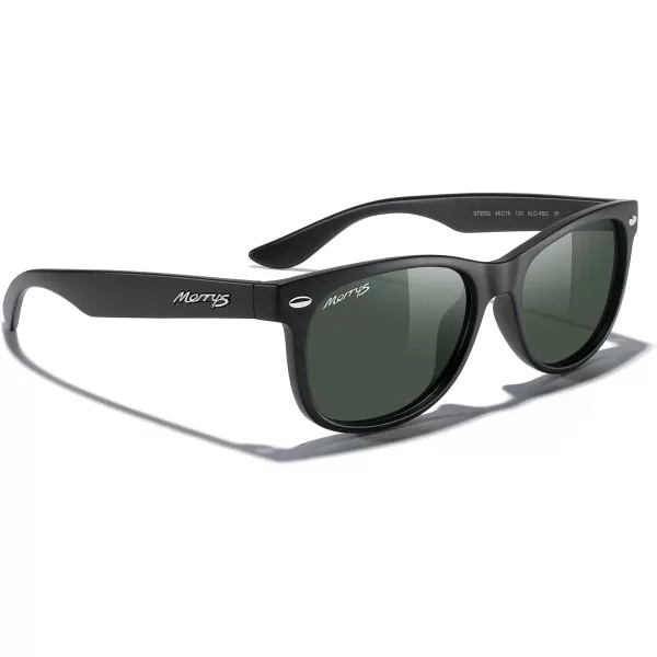 MERRYS Unisex Kids Polarized Sunglasses for kids Children Polarized Retro Sunglasses Age 312Matte Black FrameG15 Lens