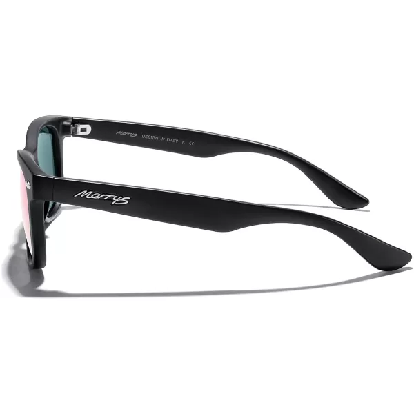 MERRYS Unisex Kids Polarized Sunglasses for kids Children Polarized Retro Sunglasses Age 312Matte Black FramePink Mirror Lens