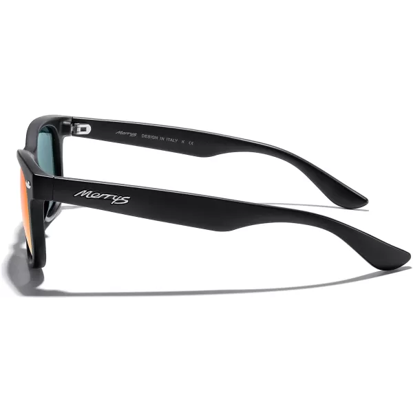 MERRYS Unisex Kids Polarized Sunglasses for kids Children Polarized Retro Sunglasses Age 312Matte Black FrameRed Mirror Lens