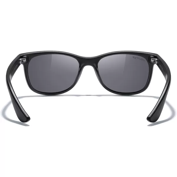 MERRYS Unisex Kids Polarized Sunglasses for kids Children Polarized Retro Sunglasses Age 312Matte Black FrameSilver Mirror Lens