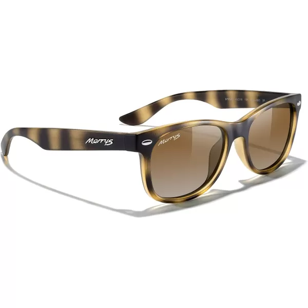 MERRYS Unisex Kids Polarized Sunglasses for kids Children Polarized Retro Sunglasses Age 312Matte Leopard FrameBrown Gradient Lens