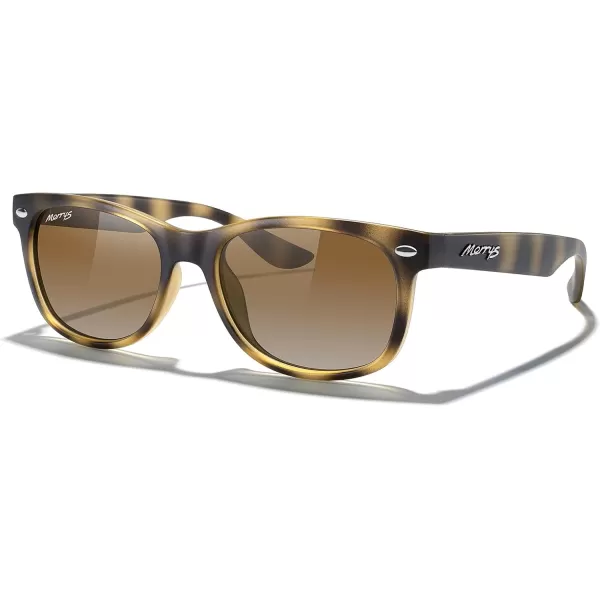 MERRYS Unisex Kids Polarized Sunglasses for kids Children Polarized Retro Sunglasses Age 312Matte Leopard FrameBrown Gradient Lens