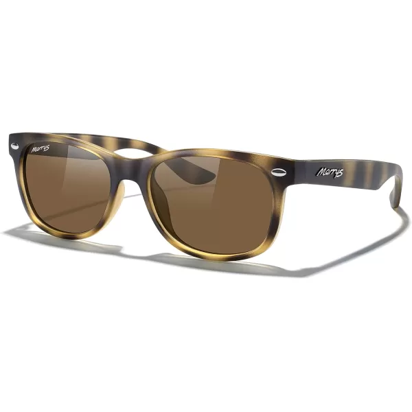 MERRYS Unisex Kids Polarized Sunglasses for kids Children Polarized Retro Sunglasses Age 312Matte Leopard FrameBrown Lens
