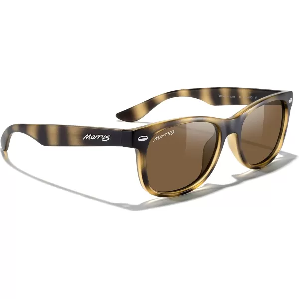 MERRYS Unisex Kids Polarized Sunglasses for kids Children Polarized Retro Sunglasses Age 312Matte Leopard FrameBrown Lens