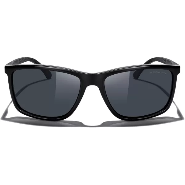 MERRYS Unisex Rectangle Polarized Sunglasses For Fishing Driving Golf Aluminum Temple S8658Black FrameBlack LensBlack Temples