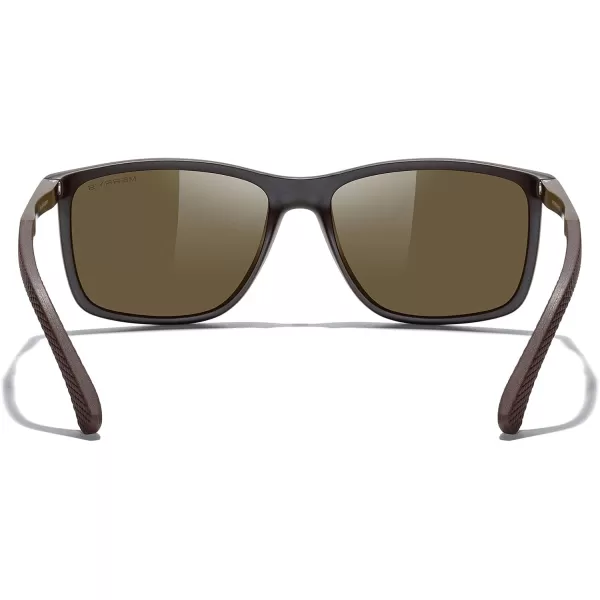 MERRYS Unisex Rectangle Polarized Sunglasses For Fishing Driving Golf Aluminum Temple S8658Brown FrameBrown LensGold Temples