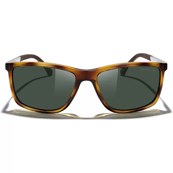MERRYS Unisex Rectangle Polarized Sunglasses For Fishing Driving Golf Aluminum Temple S8658Leopard FrameG15 LensSilver Temples