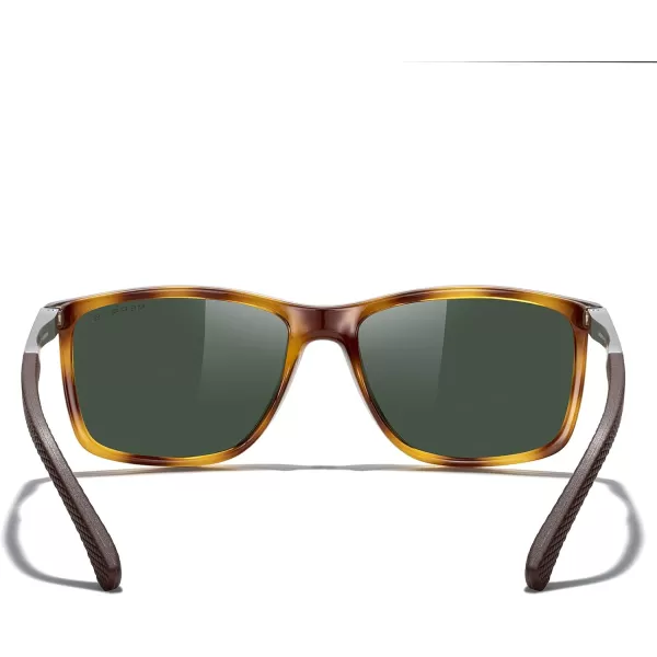 MERRYS Unisex Rectangle Polarized Sunglasses For Fishing Driving Golf Aluminum Temple S8658Leopard FrameG15 LensSilver Temples