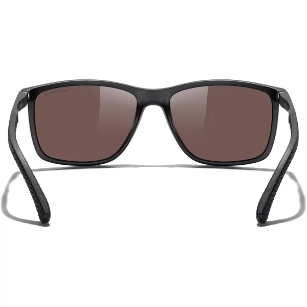 MERRYS Unisex Rectangle Polarized Sunglasses For Fishing Driving Golf Aluminum Temple S8658Matte Black FrameBlue Mirror LensBlack Temples