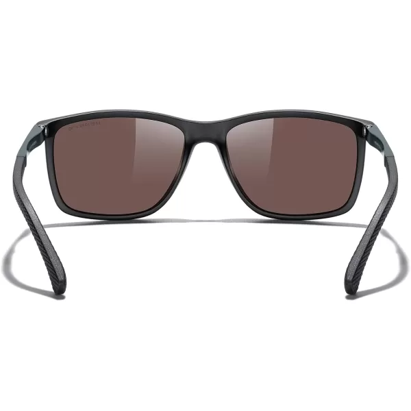 MERRYS Unisex Rectangle Polarized Sunglasses For Fishing Driving Golf Aluminum Temple S8658Matte Black FrameBlue Mirror LensGrey Temples