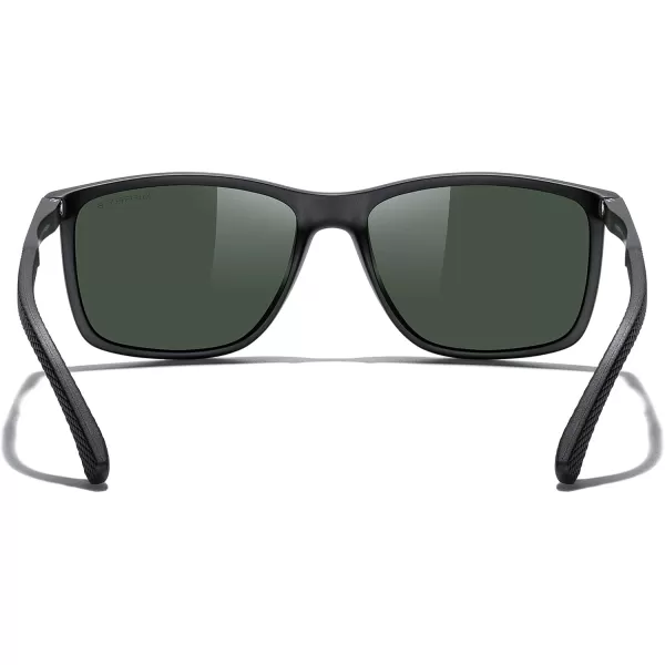 MERRYS Unisex Rectangle Polarized Sunglasses For Fishing Driving Golf Aluminum Temple S8658Matte Black FrameG15 LensBlack Temples