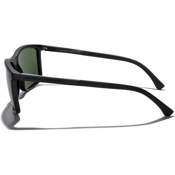 MERRYS Unisex Rectangle Polarized Sunglasses For Fishing Driving Golf Aluminum Temple S8658Matte Black FrameG15 LensBlack Temples