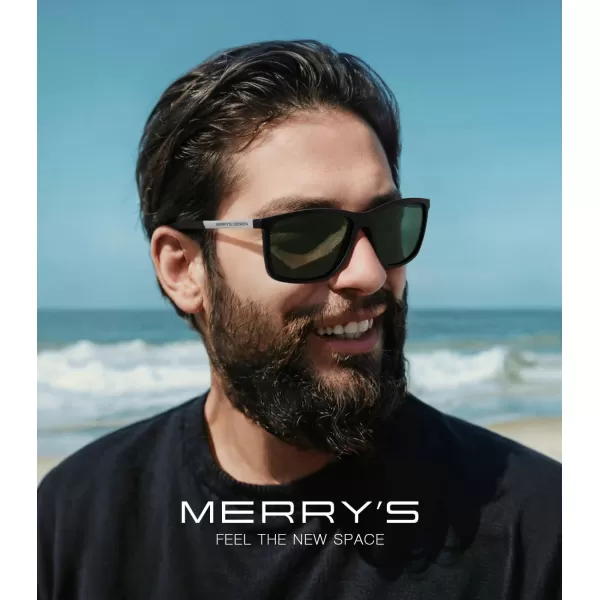MERRYS Unisex Rectangle Polarized Sunglasses For Fishing Driving Golf Aluminum Temple S8658Matte Black FrameG15 LensSilver Temples