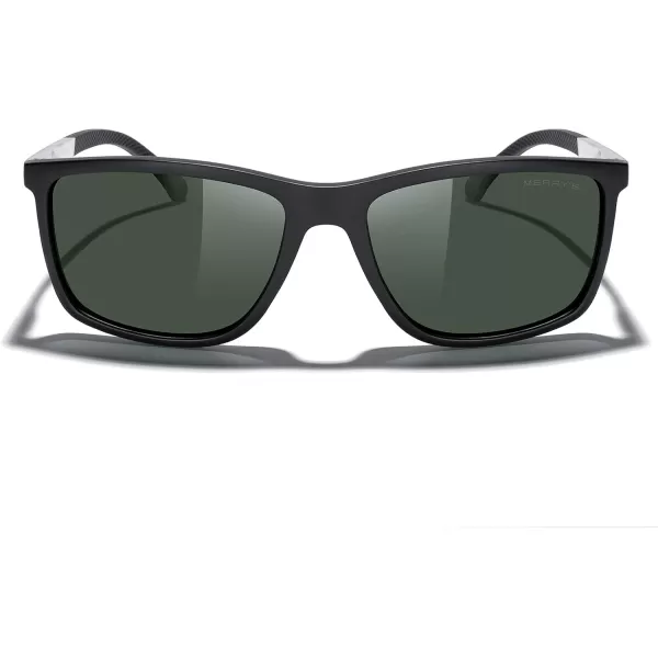 MERRYS Unisex Rectangle Polarized Sunglasses For Fishing Driving Golf Aluminum Temple S8658Matte Black FrameG15 LensSilver Temples