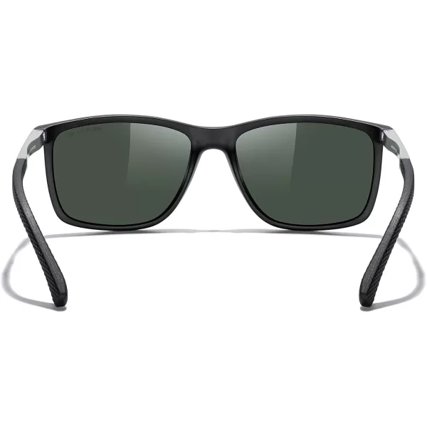 MERRYS Unisex Rectangle Polarized Sunglasses For Fishing Driving Golf Aluminum Temple S8658Matte Black FrameG15 LensSilver Temples
