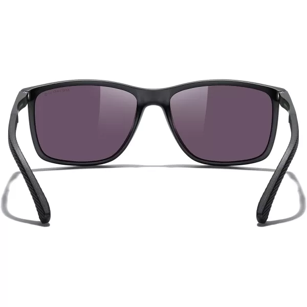 MERRYS Unisex Rectangle Polarized Sunglasses For Fishing Driving Golf Aluminum Temple S8658Matte Black FrameGreen Mirror LensBlack Temples
